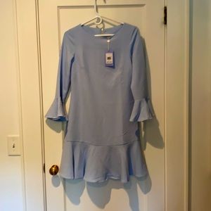 Sail to Sable Poly Crepe Flounce Dress in Periwinkle